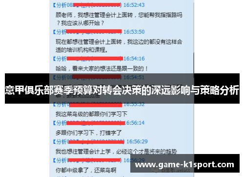 意甲俱乐部赛季预算对转会决策的深远影响与策略分析