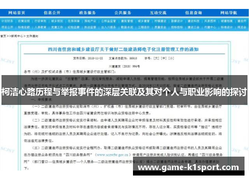柯洁心路历程与举报事件的深层关联及其对个人与职业影响的探讨