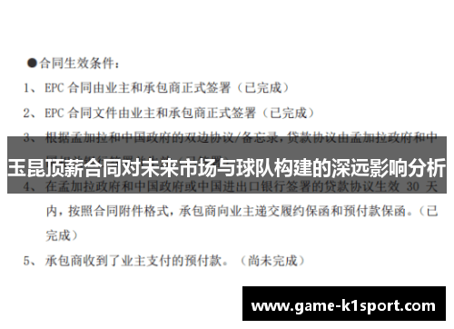 玉昆顶薪合同对未来市场与球队构建的深远影响分析